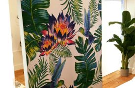 Kakemono visuel jungle & tropic oiseaux qui butinent Toile adhésive