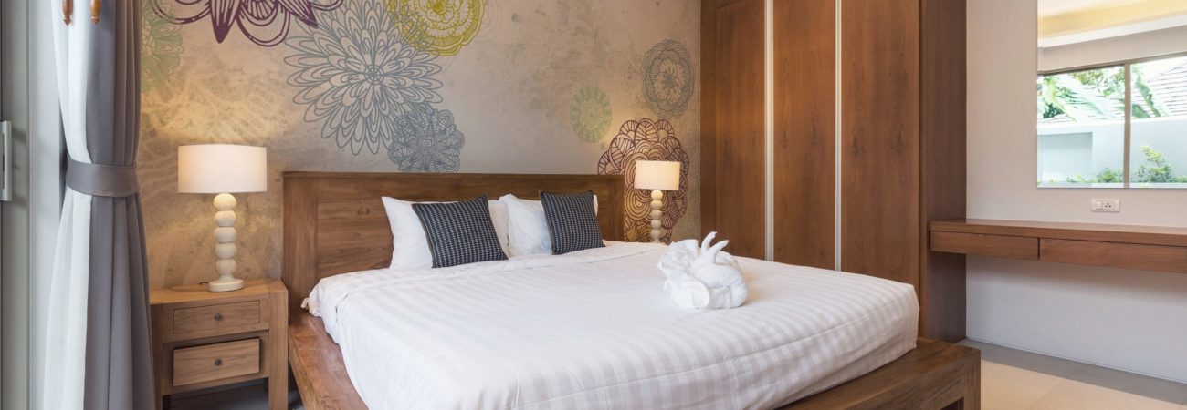 Chambre Hotel Simulation d'une chambre d'hôtel avec un visuel d'empreinte Toile adhésive