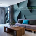 Mur effet 3D trompe l'oeil prisme bleu pour concepthouse Toile adhésive