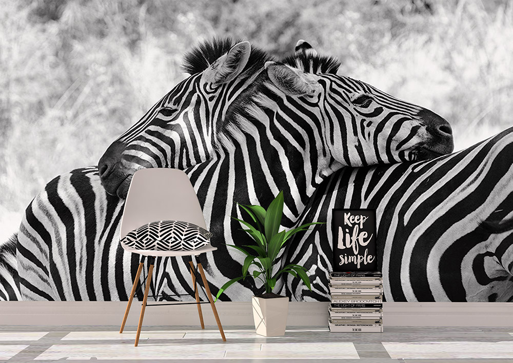 Toile adhésive repositionnable éco-conçue et recyclable : Animaux Amour de zèbre