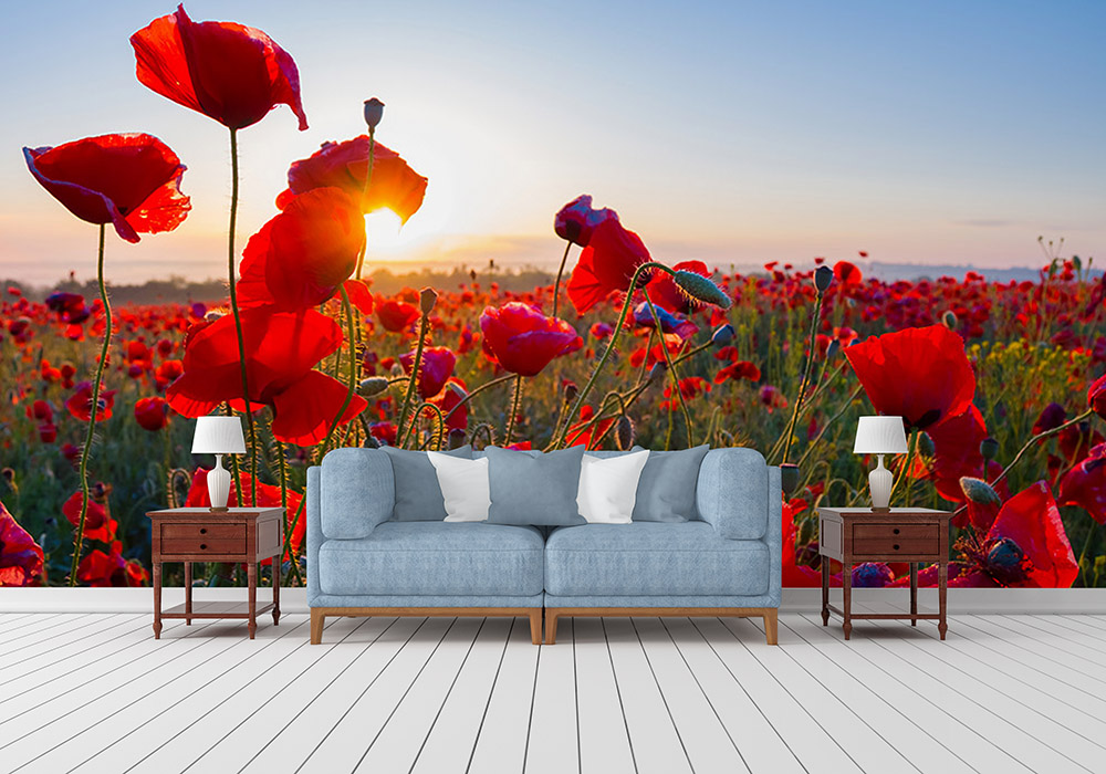 Toile adhésive repositionnable éco-conçue et recyclable : Fleurs Coquelicots