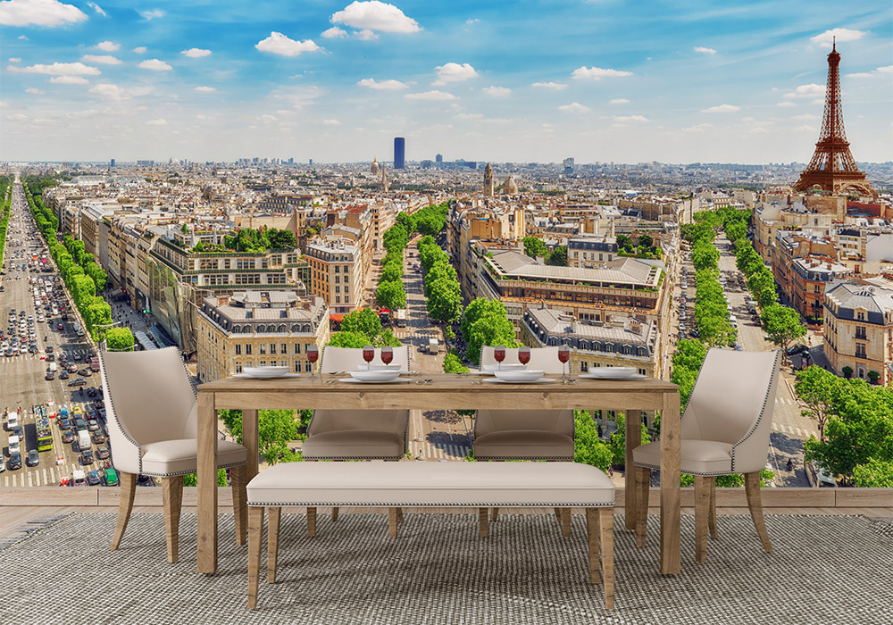 Toile adhésive repositionnable éco-conçue et recyclable : Villes Paris lumineuse