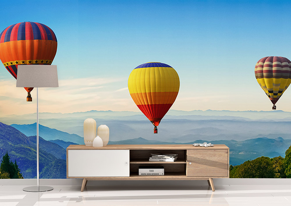 Toile adhésive repositionnable éco-conçue et recyclable : Paysage Montgolfière