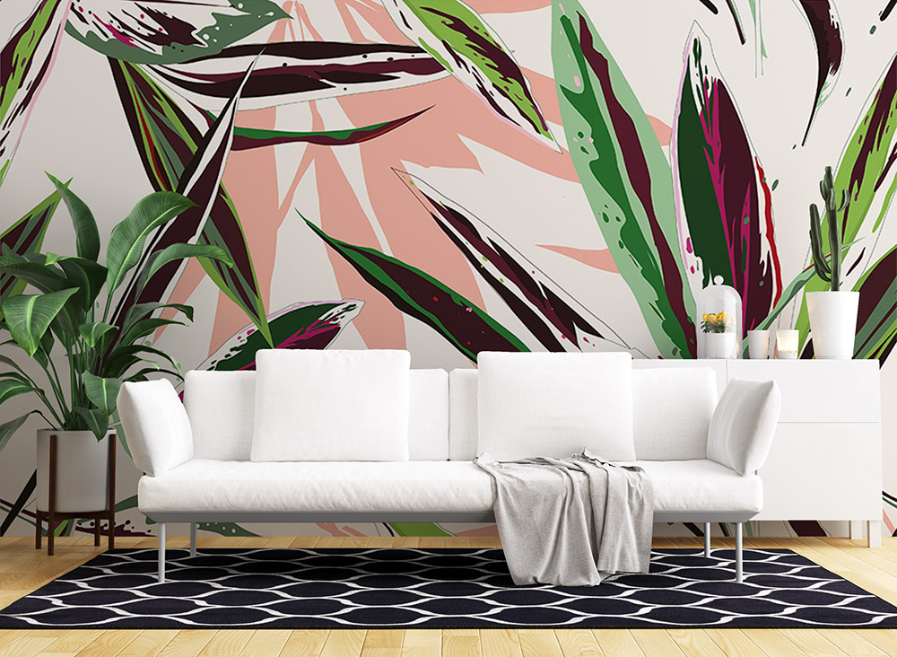 Toile adhésive repositionnable éco-conçue et recyclable : Jungle & Tropic Feuillage
