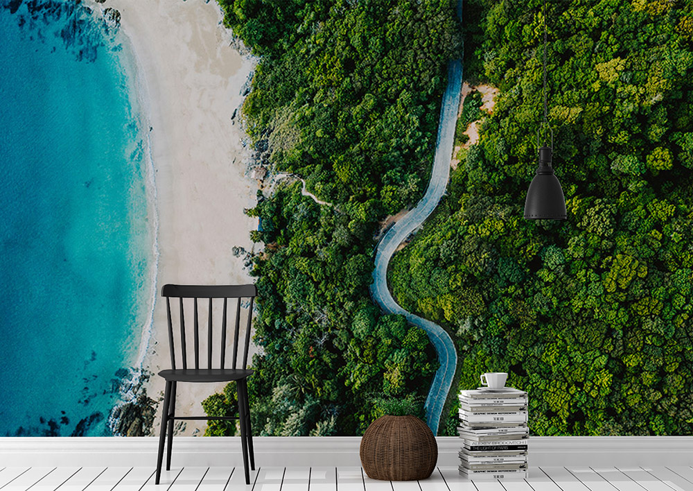 Toile adhésive repositionnable éco-conçue et recyclable : Jungle & Tropic Plage et route