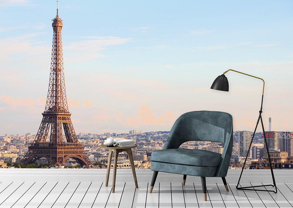 Toile adhésive repositionnable éco-conçue et recyclable : Villes Tour Eiffel