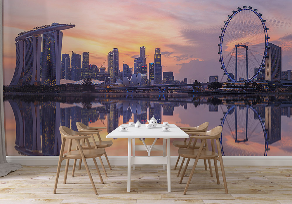 Toile adhésive repositionnable éco-conçue et recyclable : Villes Paysage Singapour
