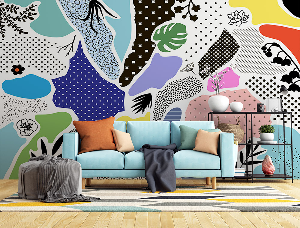 Toile adhésive repositionnable éco-conçue et recyclable : Art & Abstrait Multicolor