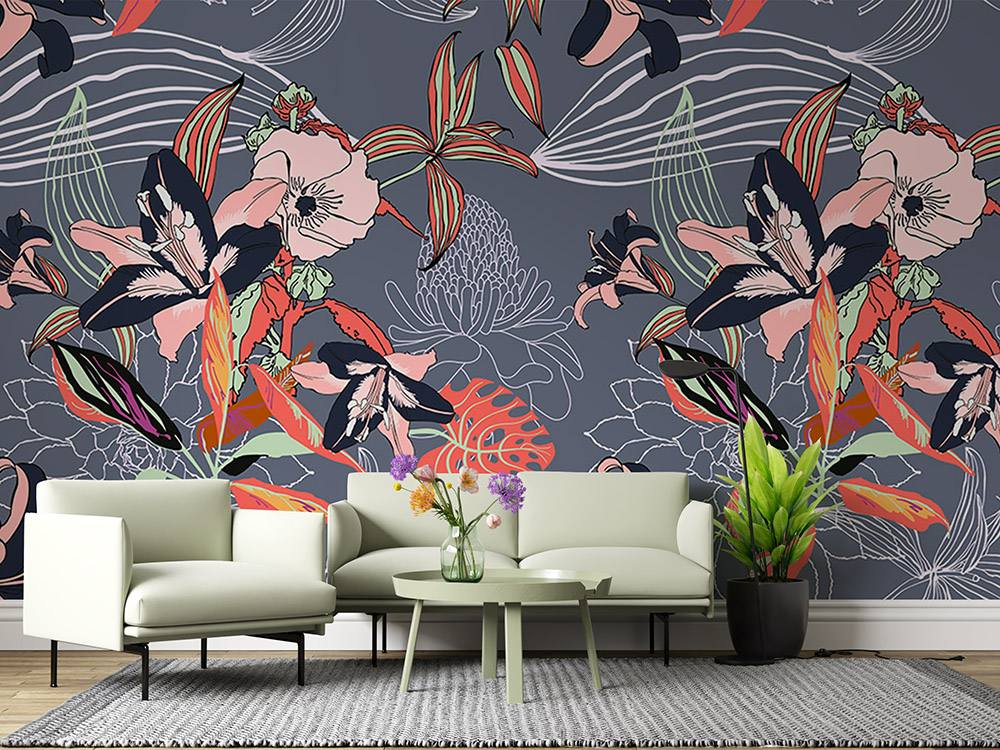 Toile adhésive repositionnable éco-conçue et recyclable : Fleurs Bloom
