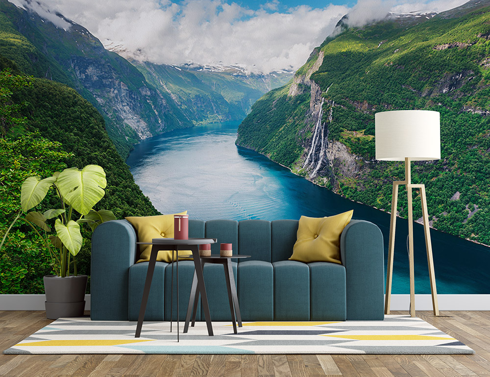 Toile adhésive repositionnable éco-conçue et recyclable : Paysage Fjord