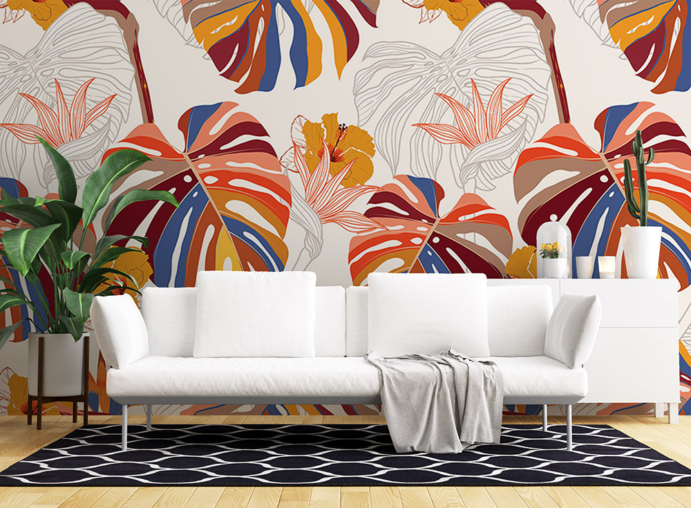Toile adhésive repositionnable éco-conçue et recyclable : Jungle & Tropic Philodendron