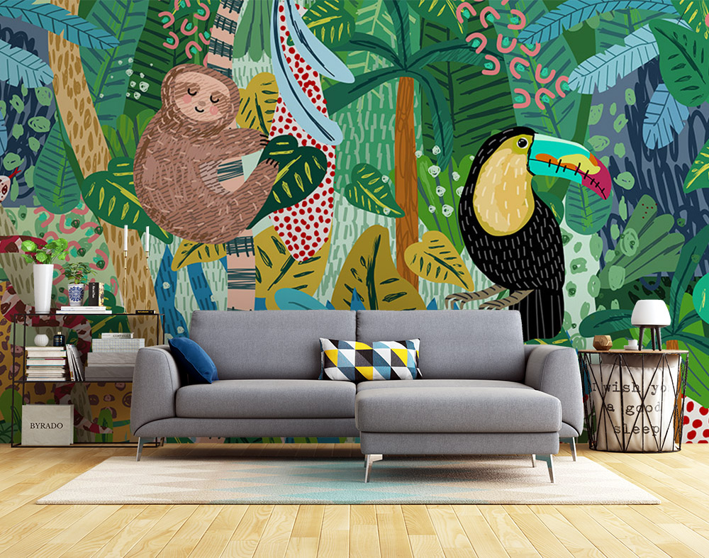 Toile adhésive repositionnable éco-conçue et recyclable : Enfants Jungle