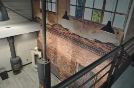 Visuel mur vintage feu design Toile adhésive